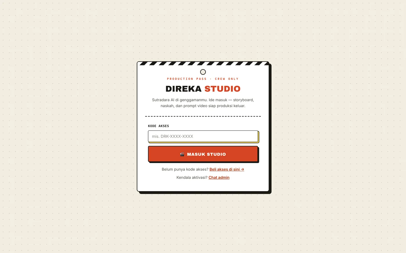Gerbang kode akses (production pass)