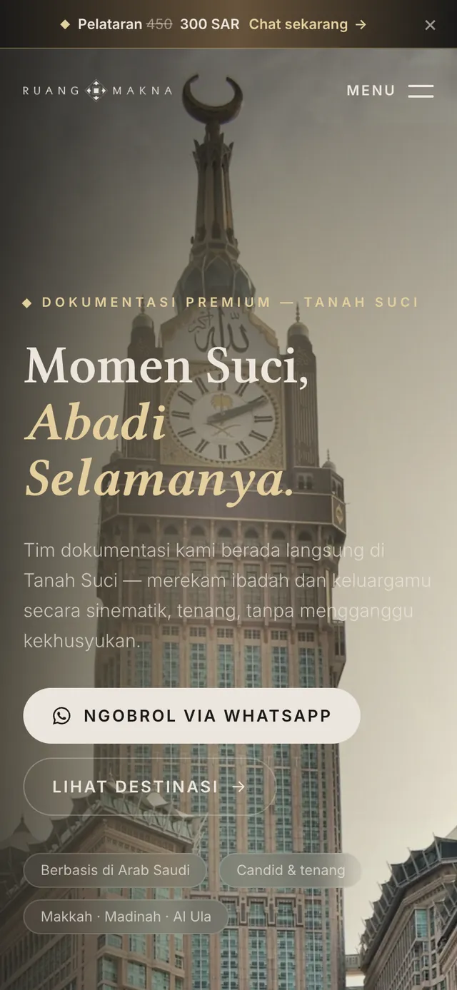 Beranda situs di HP: Momen Suci, Abadi Selamanya
